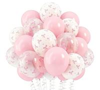 Lot de 60 ballons à arc en forme de papillon de 30 cm - Rose pastel, blanc et transparent - Ballons en latex imprimés pour décorations de fêtes de princesse, mariage, fête prénatale et mariage