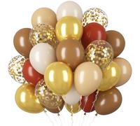 Lot de 60 ballons beiges, marrons, dorés, bordeaux, en latex abricot, de 30 cm, pour mariage, anniversaire, fête prénatale, fête nuptiale, remise de diplôme
