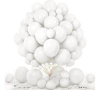 Lot de 60 ballons blancs de différentes tailles - 12,7 cm et 30,5 cm - Ballons en latex pour guirlande de ballons avec ruban pour fête d'anniversaire, mariage, remise de diplôme, fête prénuptiale
