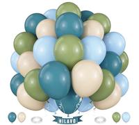 Lot de 60 ballons bleu sauge, 30,5 cm, bleu poudré, vert sauge, crème, avocat, ardoise, beige, abricot pour garçons et hommes, trou en 1 pour golf, fête prénatale, fête d'anniversaire
