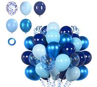 Lot de 60 ballons bleus en latex de 30 cm - Pour anniversaire, baptême, douche, fiançailles, mariage, fête