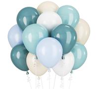 Lot de 60 ballons bleus et blancs - Bleu ardoise - Beige - Ours - Décoration de fête d'anniversaire - 30,4 cm - Sable blanc - Ballons à l'hélium - En latex - Style bohème - Pour mariage, fête