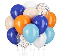 Lot de 60 ballons bleus, orange, blancs, bleu marine, foncé, bleu clair, doré, confettis en forme de patte de chien, décorations d'anniversaire, de fête, 30,5 cm, ballons à l'hélium, ballons en latex