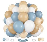 Lot de 60 ballons bleus poussiéreux bleus, beiges, abricots, blancs, de 30 cm, style bohème, neutre, bleu ardoise, marron, crème, nude, pour fête prénatale, anniversaire, décoration