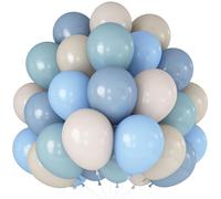 Lot de 60 ballons en latex à l'hélium pour arche - Décorations de fête d'anniversaire, fête prénatale, enterrement de vie de jeune fille, fiançailles, mariage - 30,5 cm - bleu pastel et blanc