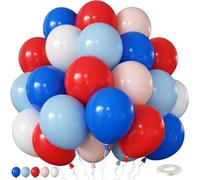 Lot de 60 ballons en latex pour garçons, anniversaire, baseball, sport, remise de diplôme, anniversaire patriotique, jour du souvenir, fêtes bancaires, 30,5 cm, rouge, blanc et bleu