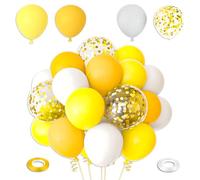 Lot de 60 ballons jaunes pastel pour arche - Décorations d'anniversaire avec confettis dorés - Parfaits pour les mariages, les fêtes prénatales et les fêtes