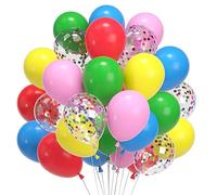 Lot de 60 ballons multicolores, en latex, confettis multicolores, rose, rouge, bleu, arc-en-ciel, 30,5 cm, pour anniversaire, Saint-Valentin, fiançailles, mariage, remise de diplôme, fête, décoration