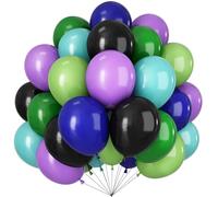 Lot de 60 ballons noirs, violets, verts, bleus et violets de 30,5 cm - Ballons noirs et verts, bleus et violets - Ballons noirs et verts - Ballons noirs et verts - Ballons violets - Pour anniversaire,