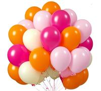 Lot de 60 ballons orange et roses de 30 cm gonflés à l'hélium pour anniversaires de filles, ballons rose pâle, rose poudré, orange et jaune pour mariages, enterrements de vie de jeune fille et fêtes