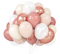 Lot de 60 ballons roses et blancs de 30,5 cm - Rose doré blush beige - Rétro nude - Sable - Sable - Ballons à l'hélium - Ballons neutres - Décoration d'anniversaire de mariage, accessoires de