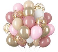 Lot de 60 ballons vintage roses et champagne, blancs, en latex doux, de 30 cm, pour mariage, anniversaire, fête nuptiale, remise de diplôme, décoration de fête