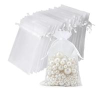 Lot de 60 blanc sachets en organza, 10 * 15 cm, pochette cadeau en organza, pochette cadeau, sachets de mariage,lavande, faveur de mariage