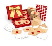Lot de 60 boîtes à notes d'amour à faire soi-même, mini cartes vierges et enveloppes pour elle et lui, cartes d'amour de Saint-Valentin avec autocollants en forme de cœur, cadeau romantique pour petit