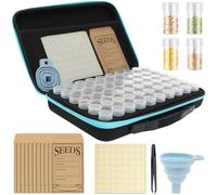 Lot de 60 boîtes de rangement pour semences, avec étiquettes autocollantes, pincettes, en plastique, boîte de rangement transparente, pour le stockage des semences de légumes, de fruits et de fleurs