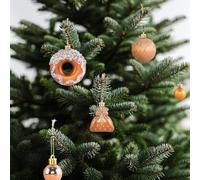 Lot de 60 boules de Noël à suspendre en forme de donut avec détails peints, convient pour la décoration de lieux de vacances et de fête (style 6)