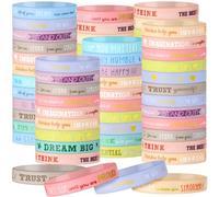 Lot de 60 bracelets de motivation en silicone avec citation de motivation pour enfants, adolescents, femmes, hommes, école, maison, bureau, fête (couleur fraîche)