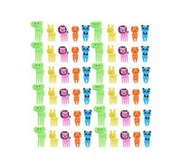 Lot de 60 brochettes à fruits pour enfant - 5 designs (éléphant, lion, grenouille, lapin, panda) | Fourchettes à fruits et pics pour boîte à sandwich Mepal | Sans BPA
