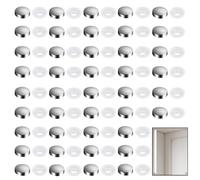 Lot de 60 cache-vis argentés pour paroi de douche - Petites vis à clipser - Capuchons décoratifs pour vis de rétroviseur de calibre 6 à 8