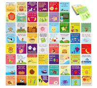 Lot de 60 cartes de blague pour enfants, jolies cartes de motivation pour enfants, puns, enseignants, étudiants, garçons et filles, mini cartes postales (questions et réponses)