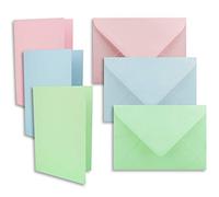 Lot de 60 cartes DIN A6/C6 en rose, bleu clair, vert menthe - Cartes pliées avec pli A6 10,5 x 14,8 cm et enveloppes C6 11,4 x 16,2 cm - Pour invitations et cartes de vœux pour Noël et anniversaire