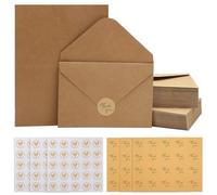 Lot de 60 cartes pliantes vierges avec enveloppes, enveloppe kraft - enveloppe cadeau - enveloppe mariage - enveloppe c6 - enveloppe a6 -mini enveloppe - enveloppe faire part - enveloppes kraft