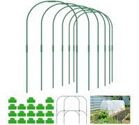 Lot de 60 cerceaux de serre pour lits surélevés, tunnel de serre avec 18 clips, cadre de support amovible en fibre de verre, tunnel de culture antirouille pour filet de jardin (ensemble D)
