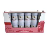 Lot de 60 Ceri Votivo modèle P30 - Blanc - Étiquette dédiée au Pape François - Diamètre 6,3 cm hauteur 9,5 cm - Cereria Di Giorgio