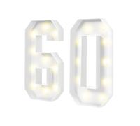 Lot de 60 chiffres lumineux décoratifs 3D pour 60e anniversaire, fête, mariage, vacances, maison, bar (1 paire x 60 chiffres lumineux)