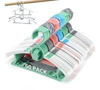 Lot de 60 cintres extensibles et empilables pour vêtements d'enfants, couleurs mélangées, 28 à 35,6 cm, pour bébés, tout-petits, enfants, adolescents, en plastique antidérapant