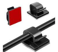 Lot de 60 clips de câble auto-adhésifs noirs - Gestion des fils pour bureau, mur, atelier, maison, bureau, extérieur, décorations de Noël, guirlande lumineuse d'extérieur (noir)