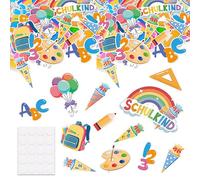 Lot de 60 confettis décoratifs multicolores pour la rentrée des classes ABC 123 - Décoration de table - Décoration de gâteau pour la rentrée scolaire - Pour la rentrée scolaire - Décoration de table