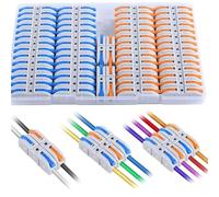 Lot de 60 connecteurs de fil de levier 1 - in - 1 - Out | Kit de division électrique Quick Connect, adapté aux bornes en ligne compactes 28-12 AWG