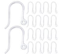 Lot de 60 crochets de boucles d'oreilles en plastique hypoallergénique avec boucle pour la fabrication de bijoux et la décoration faite à la main (transparent)