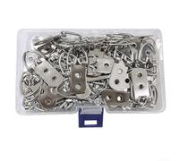 Lot de 60 crochets robustes en forme de D pour cadres photo et art mural, design sans trace avec boîte de rangement transparente pour l'organisation