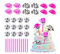 Lot de 60 décorations de gâteaux de cowgirl disco, 20 décorations de fête d'anniversaire (48 mini chapeaux de cowgirl roses, 10 chapeaux de cowboy à imprimé vache, Westen Cowgirl, décoration de table