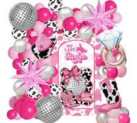 Lot de 60 décorations pour enterrement de vie de jeune fille - Ohmique Last Rodeo Cowgirl Décorations de fête d'enterrement de vie de jeune fille, kit d'arche de ballons de cowgirl rose, toile de fond