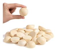 Lot de 60 demi-boules en bois fendues de 3,8 cm - 40 mm - Demi-perles en bois brut pour travaux manuels et fournitures d'art