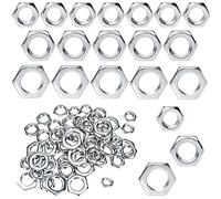 Lot de 60 Écrou Hexagonal Plat M8 M10 M12 Ecrou Hexagonal Bas Plaqué Zinc Écrou Fin pour Fixer les Vis et Boulons avec Filetage Fin (M8/M10/M12)