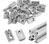 Lot de 60 Écrous T M6 Coulissants en Acier au Carbone Nickelé pour Profilés Aluminium 30×30 - Compatible Fente 8mm - Kit de Fixation pour Cadres Industriels, Imprimantes 3D et CNC