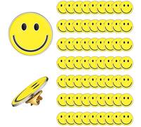 Lot de 60 épingles à dos en forme de visage heureux en vrac - Jolis boutons souriants pour enseignants, étudiants, enfants, vêtements, sacs à dos (jaune)