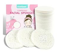 Lot de 60 éponges compressées pour le visage | 100 % cellulose kickleen naturelle pour nettoyage quotidien du visage | Démaquillage et retrait de masque | Exfoliant | Massage de la peau | Exfoliation