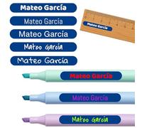 Lot de 60 étiquettes adhésives personnalisées 35 mm x 5 mm en vinyle laminé pour marquer des objets, crayons, stylos, feutres règles, bleu, 180 cm