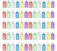 Lot de 60 étiquettes de clés extra résistantes avec anneau fendu, étiquettes en plastique rigide blanches avec étiquettes en papier vierges, couvertures transparentes et anneaux fendus (6 couleurs)