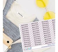 Lot de 60 étiquettes de vêtements personnalisées thermocollantes à repasser Taille mini 3,5 x 0.5 cm Idéal pour les petits vêtements (Blanc)