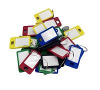 Lot de 60 étiquettes d'identification multicolores en plastique for porte-clés, anneau fendu, numéro d'hôtel, carte de classification, porte-clés, marqueur de numéro Pour Étiquettes À Bagages