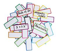 Lot de 60 étiquettes magnétiques effaçables à sec : 7,6 x 3 cm - Plaques nominatives vierges, étiquettes nominatives, bandes magnétiques - Parfait pour la maison, le bureau, l'école