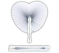 Lot de 60 éventails pliants blancs en plastique et papier en forme de cœur - Idéal comme marque-place, bonbonnière de mariage, cérémonie religieuse