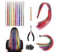 Lot de 60 extensions de cheveux multicolores avec crochets à perruque et 100 perles invisibles pour enfants (3 styles)