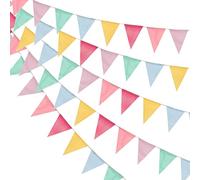 Lot de 60 fanions multicolores de 20 m pour extérieur, imperméable, triangulaires, imitation lin, toile de jute pour mariage, fête d'anniversaire, jardin, festival